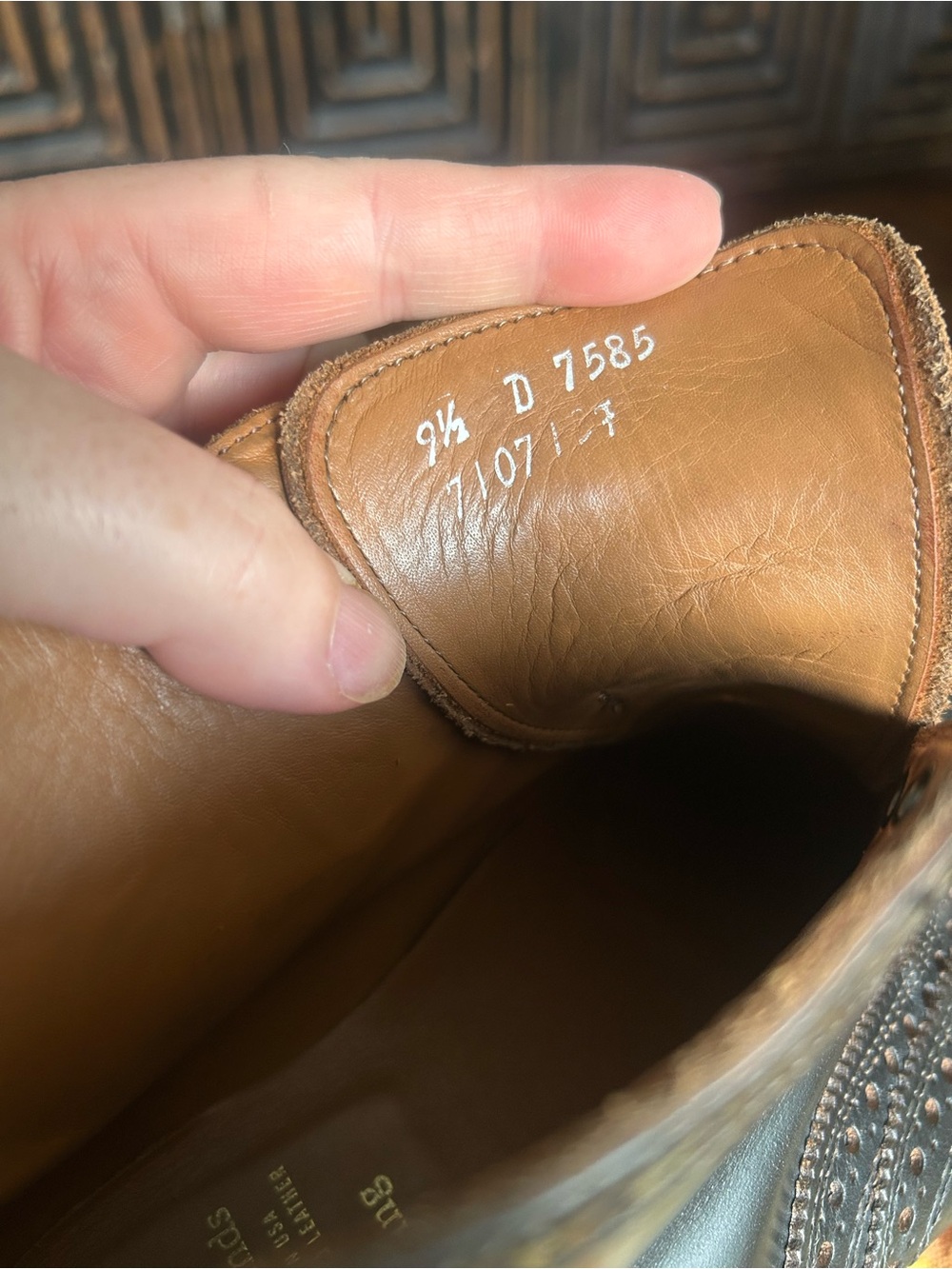 Allen Edmonds Black Leather Wingtip Lace-Up Boots - Picture 5 of 7